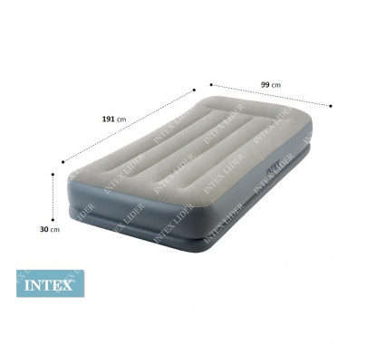 64116 Intex Односпальная надувная кровать 99х191х30см со встроенным насосом